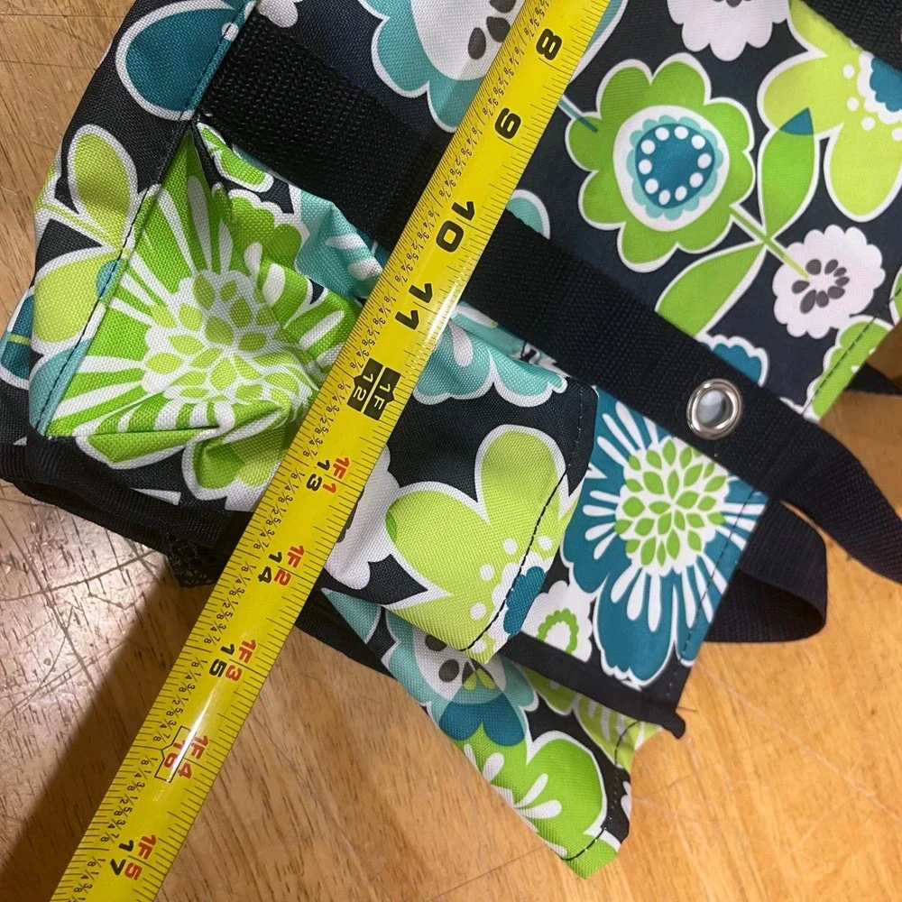 Thirty-One Organizing Utility Tote Floral Navy Green Teal Multi Pocket Bag